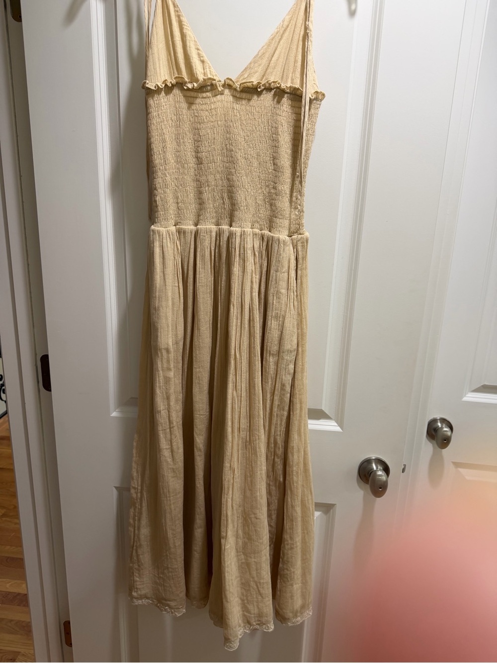Girls' Cream Sleeveless Ruffled Sundress